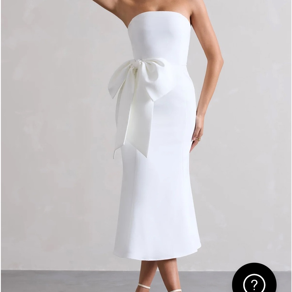 Club L London White Strapless Dress with Bow